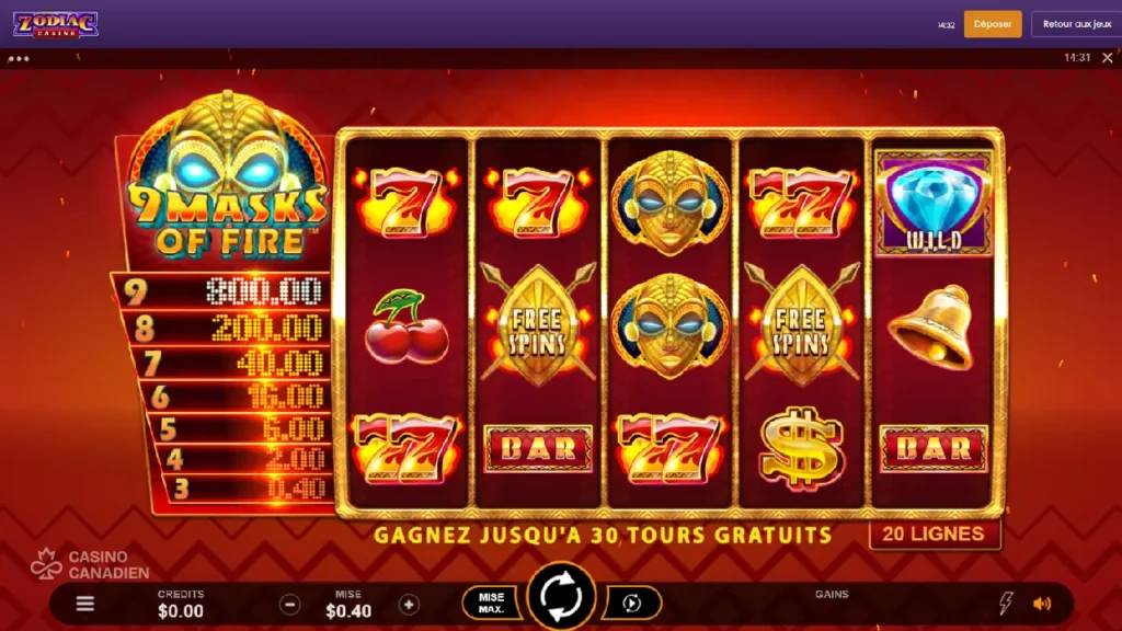 Zodiac Casino 9 Masks of fire