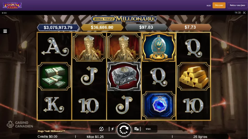 Zodiac Casino Mega Vault Millionaire