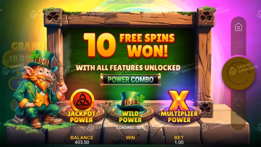 3 Shamrock Pots Free Spins