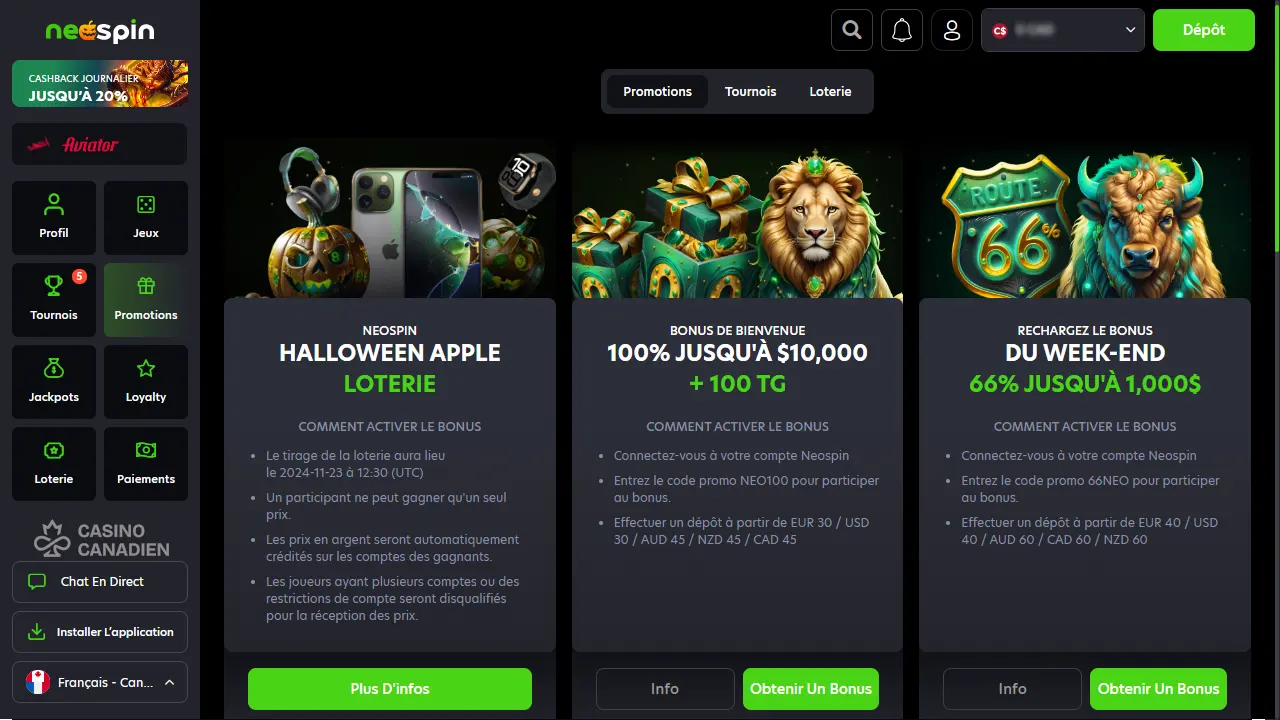 Neospin Casino Bonus