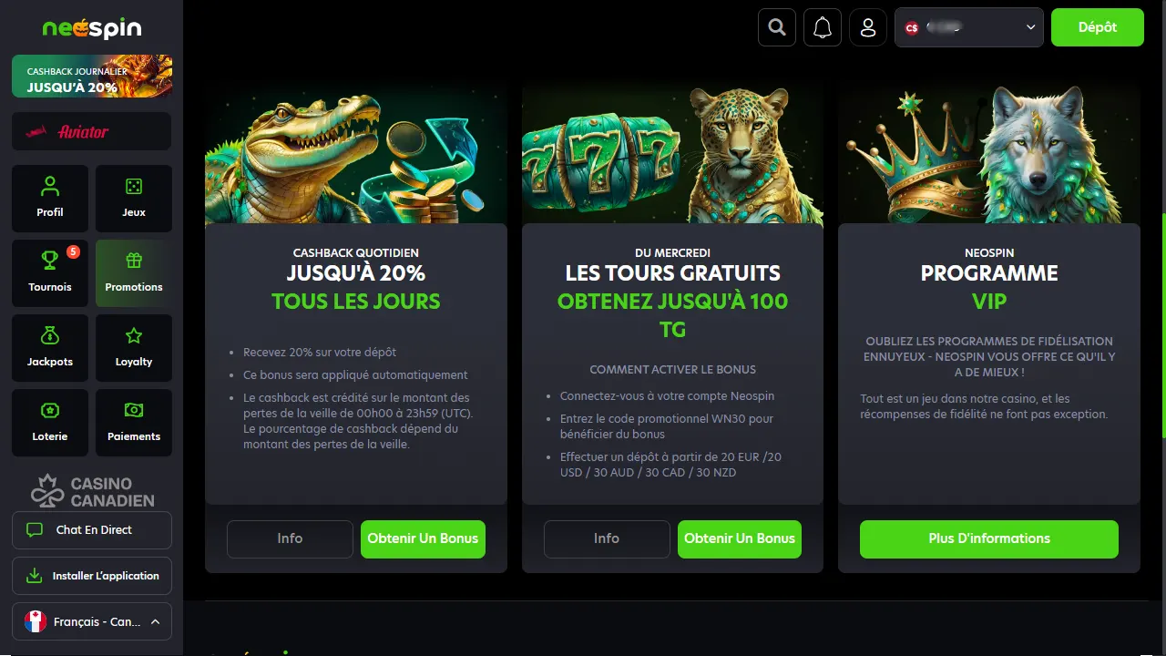 Neospin Casino Bonus